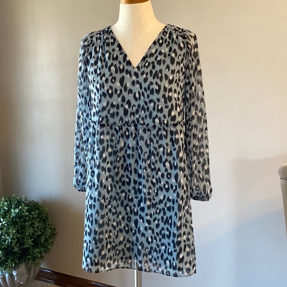 LOFT Dresses & Skirts - Loft Petites animal print v-neck long sleeve dress size XSP